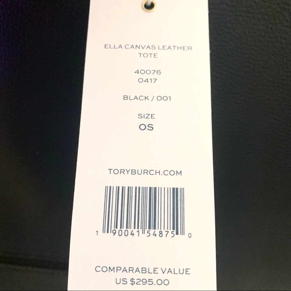 Tory Burch ella canvas tote black shoulder tote - Picture 3 of 8